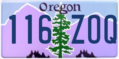 OR license plate 116ZOQ
