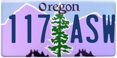 OR license plate 117ASW
