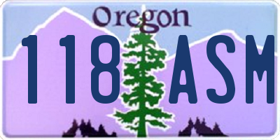 OR license plate 118ASM