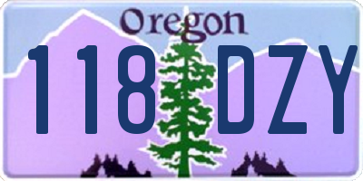 OR license plate 118DZY
