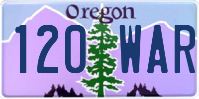 OR license plate 120WAR