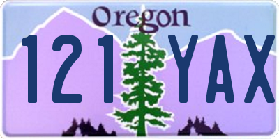 OR license plate 121YAX
