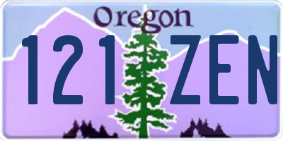 OR license plate 121ZEN