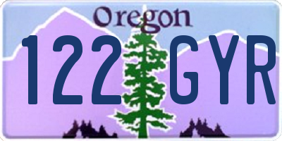 OR license plate 122GYR