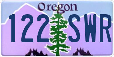 OR license plate 122SWR