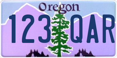 OR license plate 123QAR