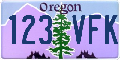 OR license plate 123VFK