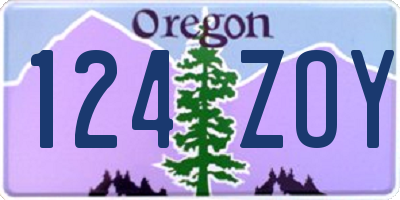 OR license plate 124ZOY
