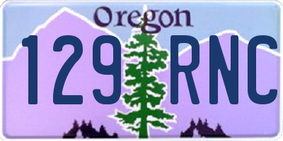 OR license plate 129RNC