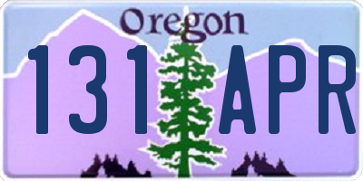 OR license plate 131APR