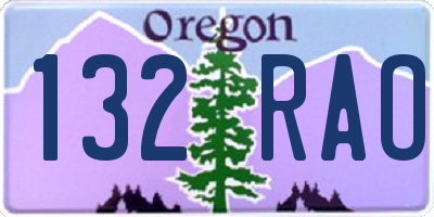 OR license plate 132RAO