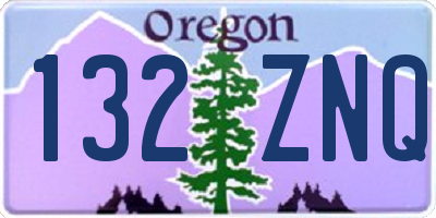 OR license plate 132ZNQ