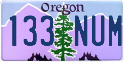 OR license plate 133NUM