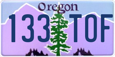 OR license plate 133TOF