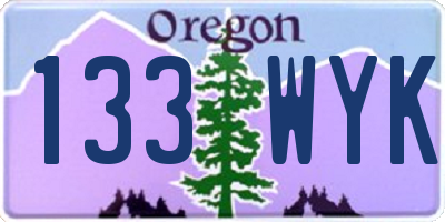 OR license plate 133WYK