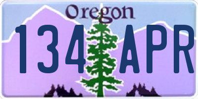 OR license plate 134APR