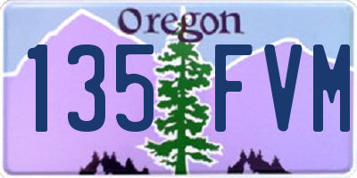 OR license plate 135FVM