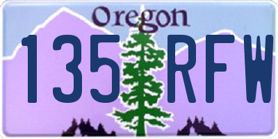 OR license plate 135RFW