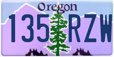 OR license plate 135RZW