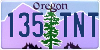 OR license plate 135TNT