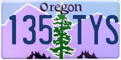 OR license plate 135TYS