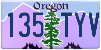 OR license plate 135TYV