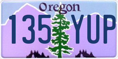 OR license plate 135YUP