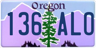 OR license plate 136ALO