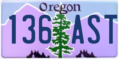 OR license plate 136AST