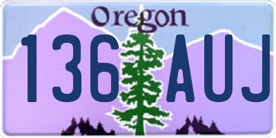 OR license plate 136AUJ