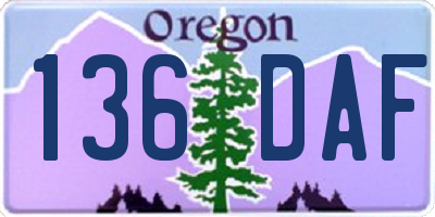 OR license plate 136DAF
