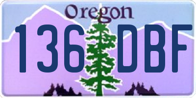 OR license plate 136DBF