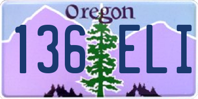 OR license plate 136ELI