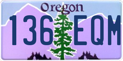 OR license plate 136EQM