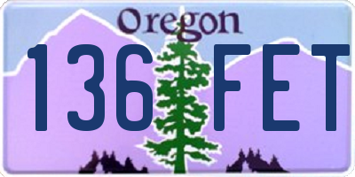 OR license plate 136FET