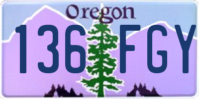 OR license plate 136FGY
