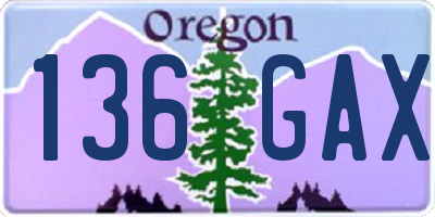 OR license plate 136GAX