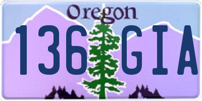 OR license plate 136GIA