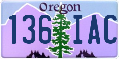 OR license plate 136IAC