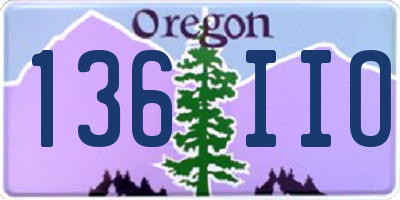 OR license plate 136IIO