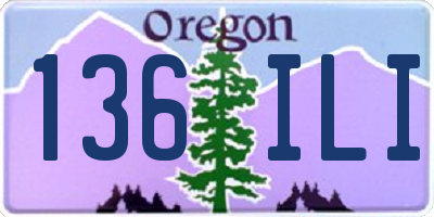 OR license plate 136ILI
