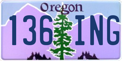 OR license plate 136ING