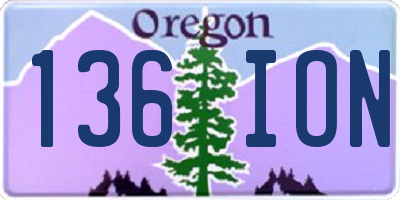 OR license plate 136ION