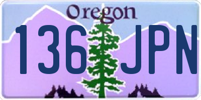 OR license plate 136JPN