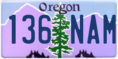OR license plate 136NAM