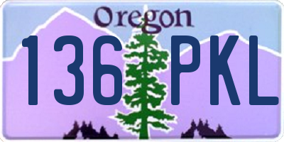 OR license plate 136PKL