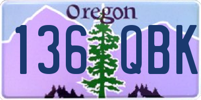 OR license plate 136QBK