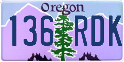 OR license plate 136RDK