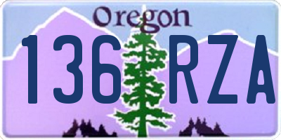 OR license plate 136RZA