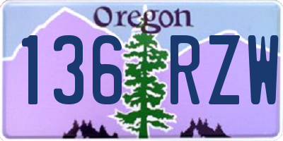 OR license plate 136RZW
